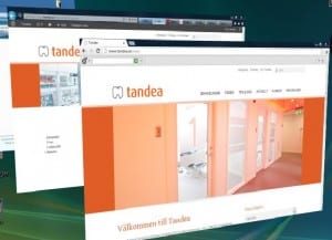 bild hemsida Två webbläsare med Tandeas nya webbsida