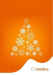 Illustration på en julgran i form av snöflingor i olika storlekar